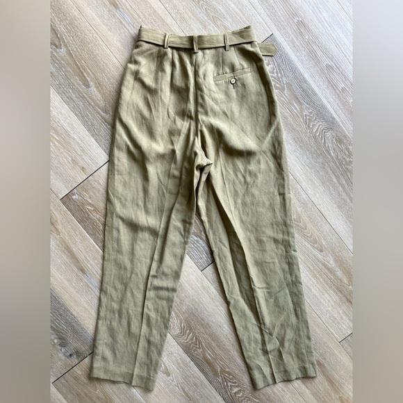 Vintage Liz Claiborne Silk Linen Pants 4 | High Waisted Trousers Removable Belt - Picture 5 of 7